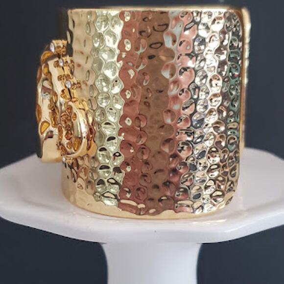 Lilly‎ Pulitzer Cheetah Cuff Bracelet Gold Tone Crystal Accents NWOT Resort - Picture 5 of 7